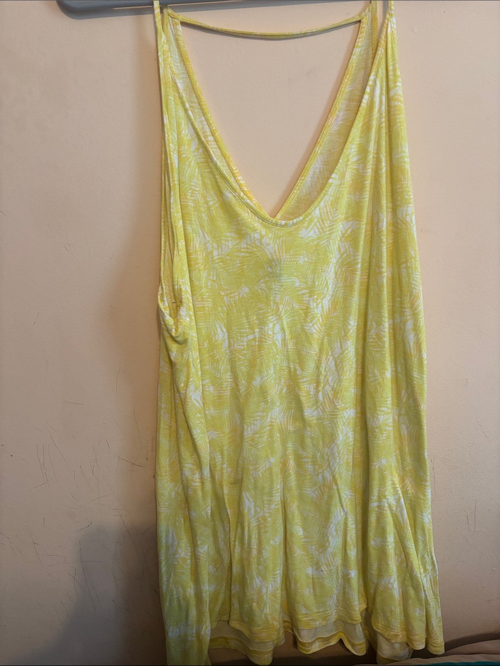 Yellow Palm-Print Women’s Spaghetti Strap top